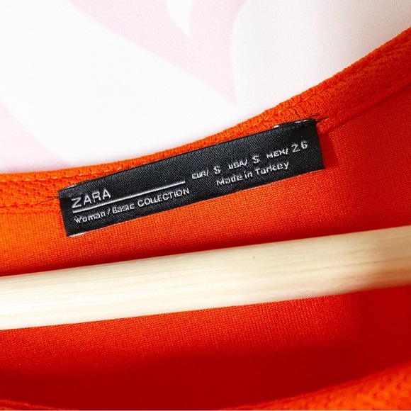 ZARA Orange Flutter Sleeves Shift Mini Dress S - Picture 7 of 9